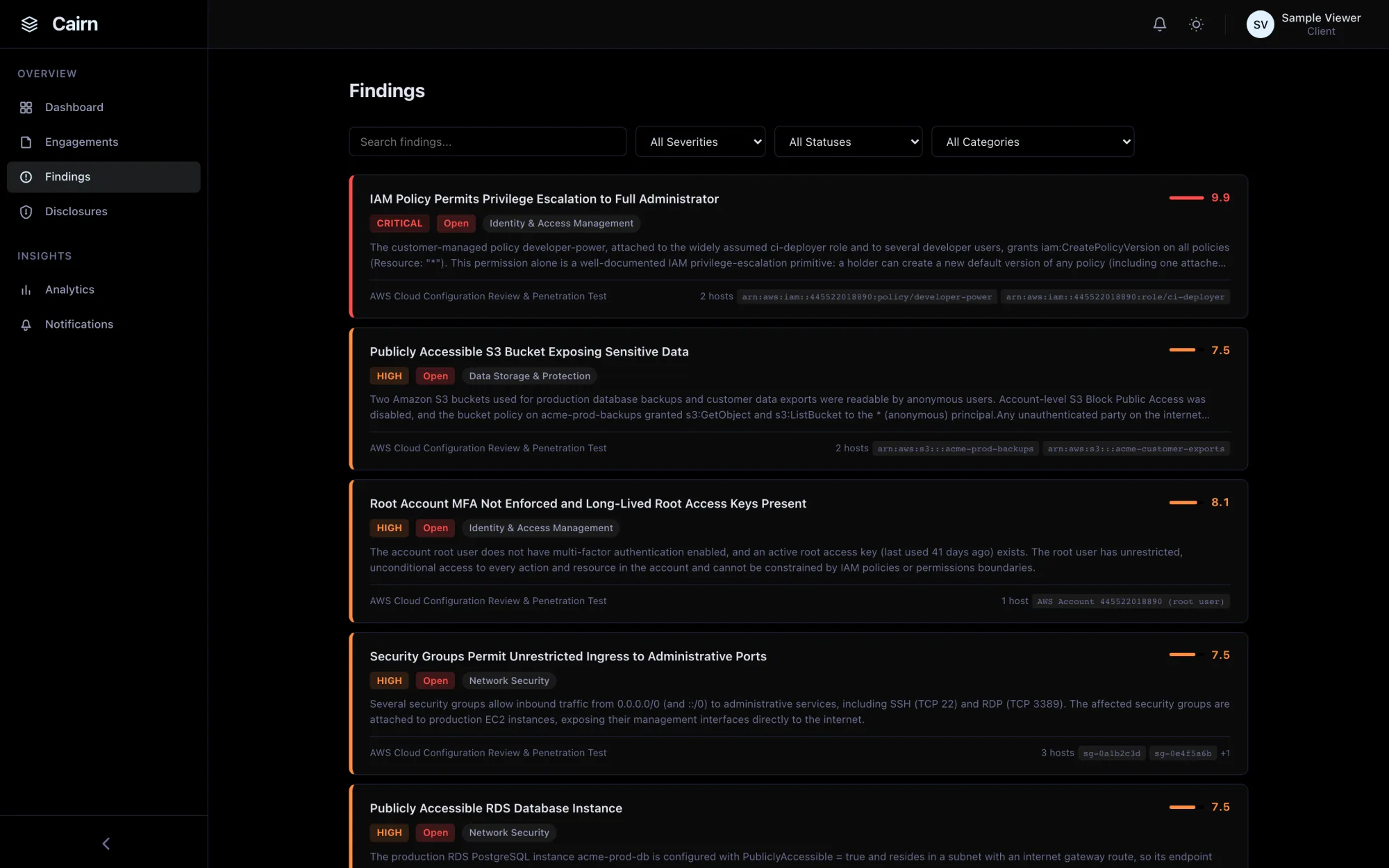 Click to expand Findings they can search and filter